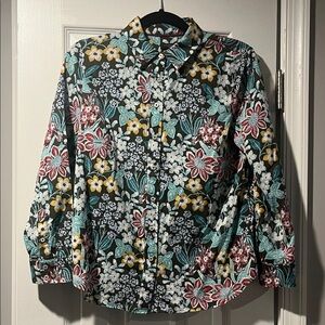 Talbots floral button Down shirt woman’s Petite medium